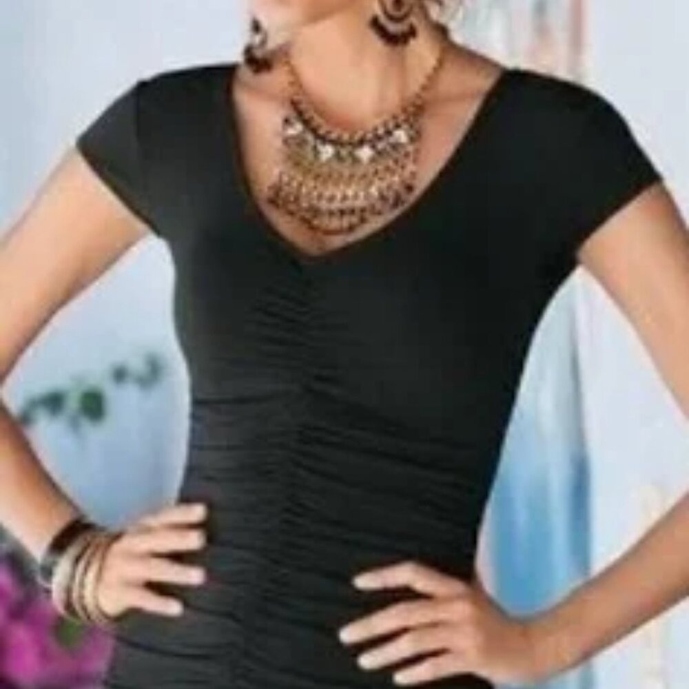 Boston Proper Bodycon Ruched Black Dress, size 6